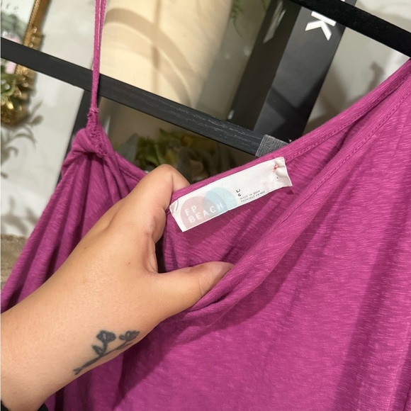 Free People Beach One-Shoulder Fuchsia Dress size large - Picture 3 of 9